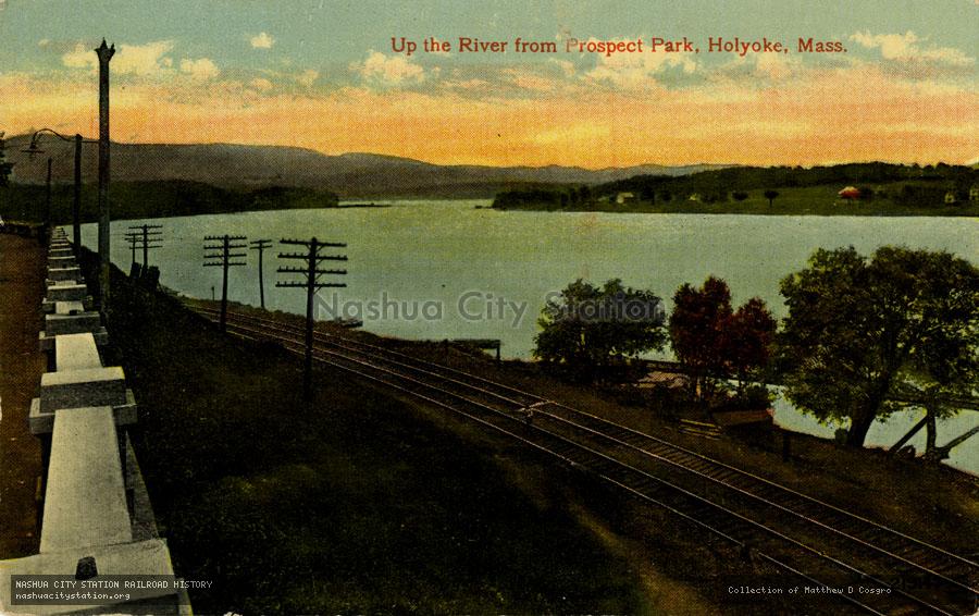 Postcard: Up the River from Prospect Park, Holyoke, Massachusetts